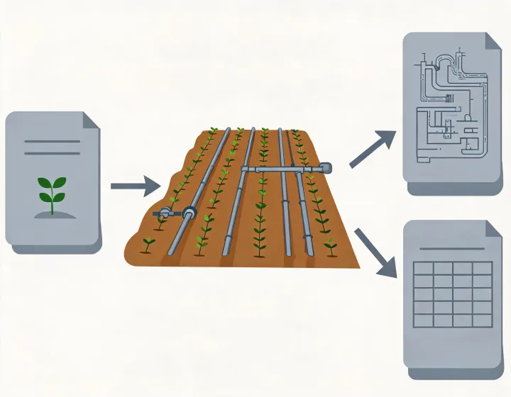 Illustrated irrigation procurement communication route